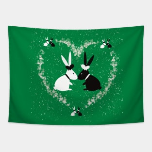 Rabbit green wedding Tapestry