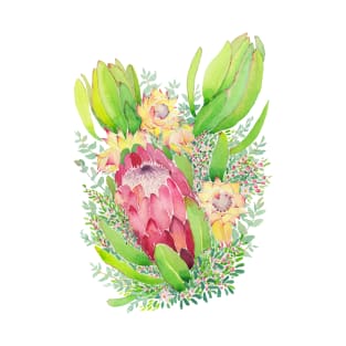 Flower bouquet with protea watercolour T-Shirt