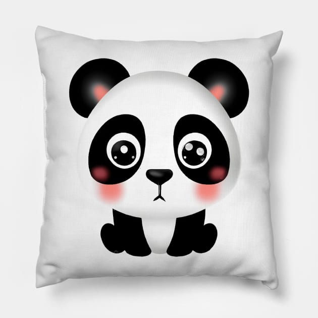 Cute Baby Panda Pillow by Zenflow