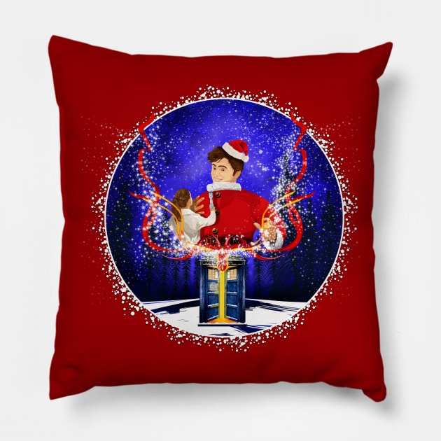 10th Doctor celebrate christmas Pillow by Dezigner007