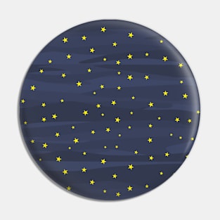 Dark Blue Night Sky - Stars Seamless Pattern Pin