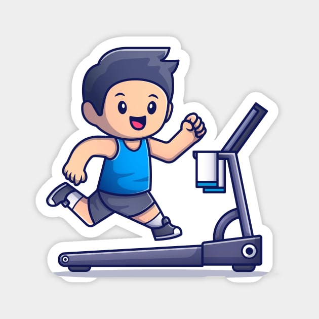 Cute People Running On Treadmill Magnet by Catalyst Labs