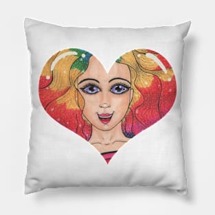 Mermaid Face Heart Pillow