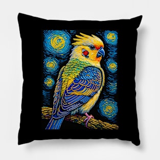 Cockatiel in starry night Pillow