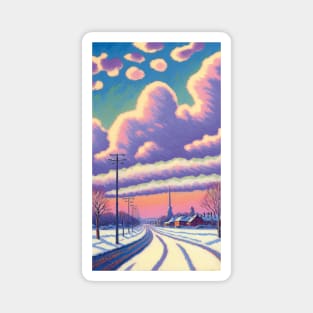 Winter Landscape and Cute Clouds Magnet