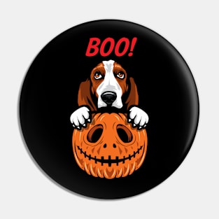 Halloween Pumpkin Basset Hound Pin