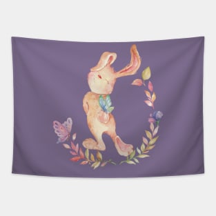 Cute Cottagecore Bunny with Butterflies Tapestry