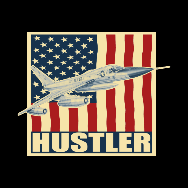 B-58 Hustler US Bomber Aircraft Plane USAF Airplane USA Flag by BeesTeez