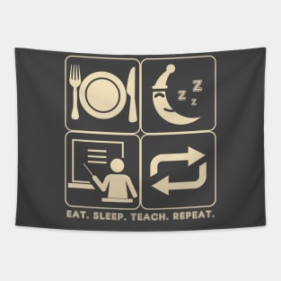 Eat Sleep Teach Repeat (Dark Tees) Tapestry