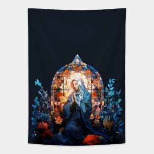 Blessed Virgin Mary Stained Glass Tapestry