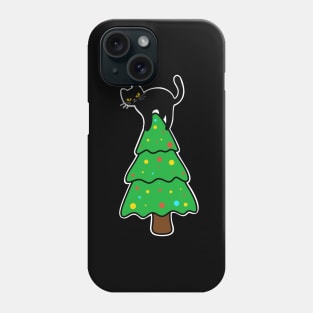 Angry Black Cat On Christmas Tree - Funny T-shirt for Christmas Phone Case