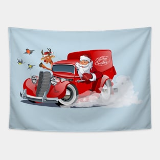 Cartoon Christmas truck Tapestry