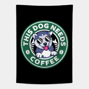 Dog Needs Coffee Tapestry