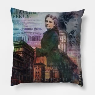 Collage Art Victoria Woodhull Pillow