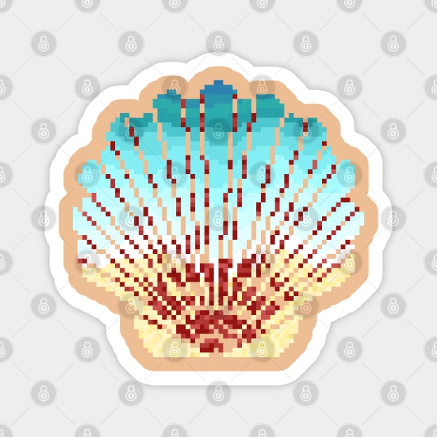 Modern Pixel Sea Clam Magnet by jofudachi