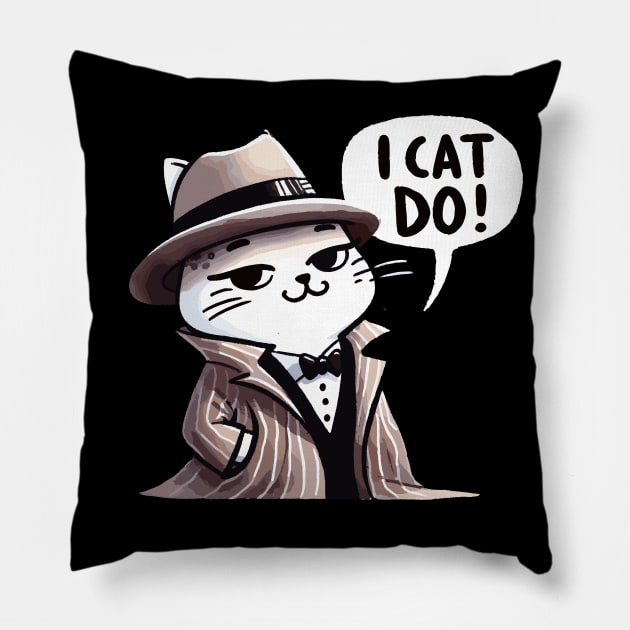 I Cat Do Suit Cat Pillow by DoodleDashDesigns