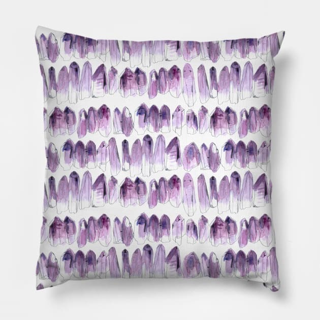 Watercolour Crystals - Amethyst Pillow by crumpetsandcrabsticks