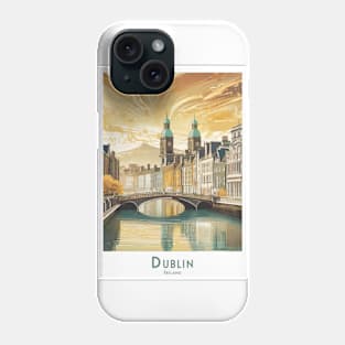 Vintage Retro Travel Poster Golden Hour in Dublin Phone Case