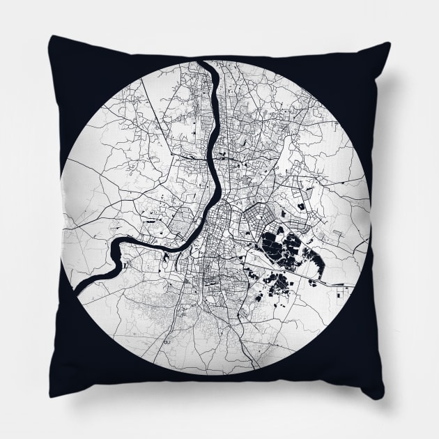 Kolkata, India City Map - Full Moon Pillow by deMAP Studio