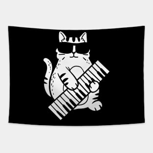 Cat Piano Keyboard Player Tapestry