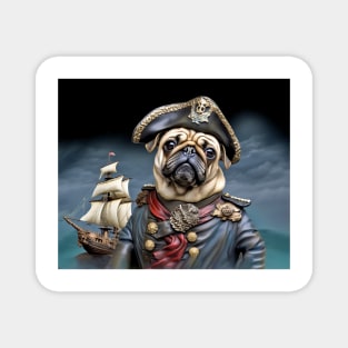 Pug Dog Pirate Ship Captain Magnet