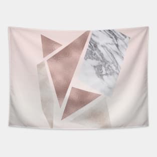 Abstract rough cut stones - rose gold grey skies Tapestry