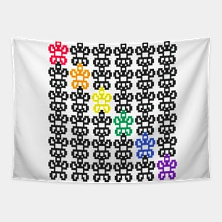 Pixelated Flower Rainbow Pattern Tapestry