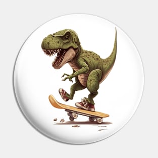 Skateboarding T-rex Dinosaur Pin