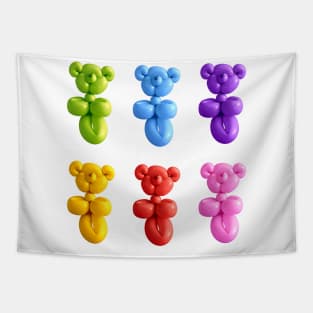 Teddy bear balloons in rainbow candy colors Tapestry