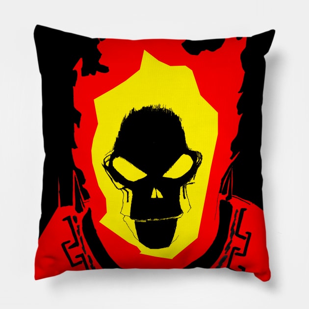 skull in hell fire Pillow by jorge_lebeau