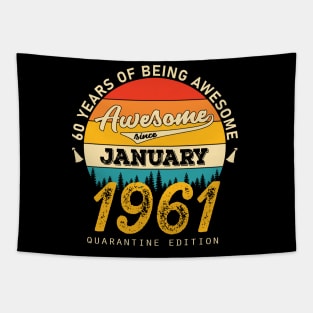 Classic January 1961 60 Years Old Retro 60th Birthday Gift Tapestry