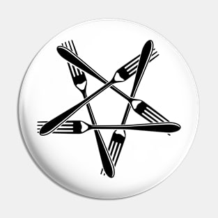 Fork Pentagram (black) Pin