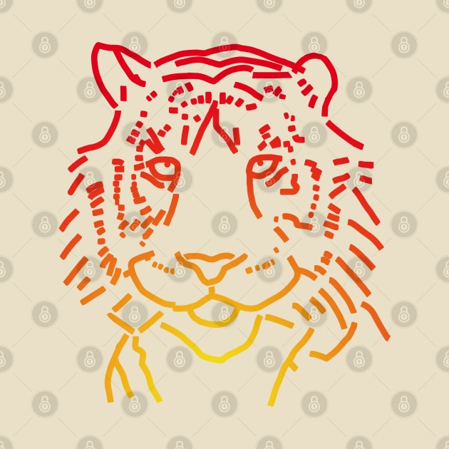 Red Tiger Animals Portrait by ellenhenryart