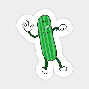 Happy, Friendly, Dancing Cucumber Funny Cartoon Magnet