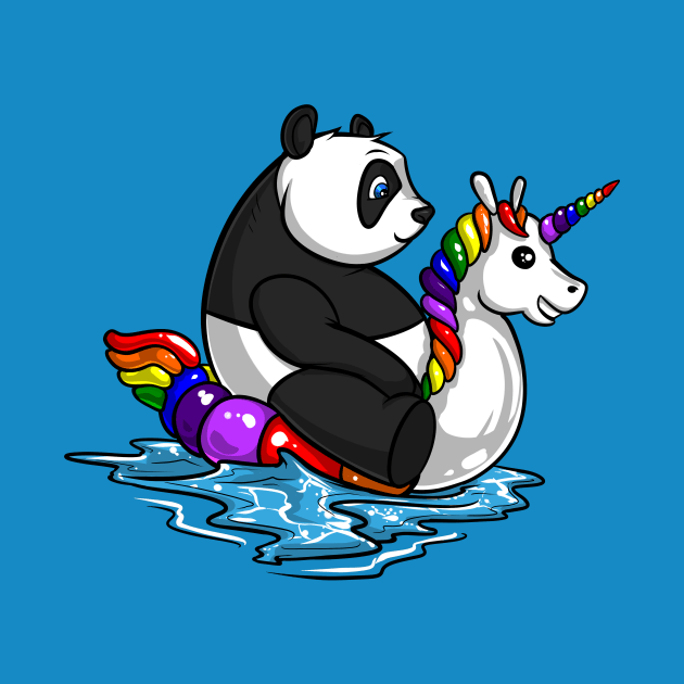 Panda Bear Riding Unicorn Float by underheaven