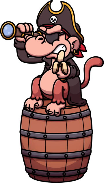 Pirate Monkey Sitting On Barrel Kids T-Shirt by TheMaskedTooner