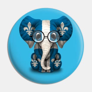 Baby Elephant with Glasses and Quebec Flag Pin