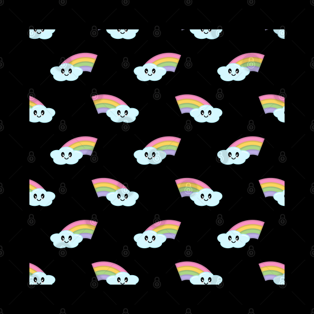 Kawaii Cute Rainbow Pattern in Black by Kelly Gigi