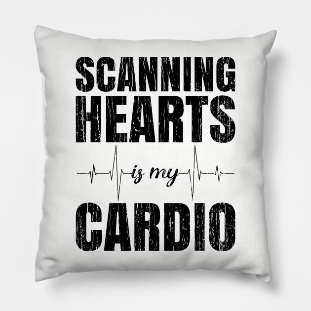 Scanning Hearts Is My Cardio // Black Pillow by Throbpeg