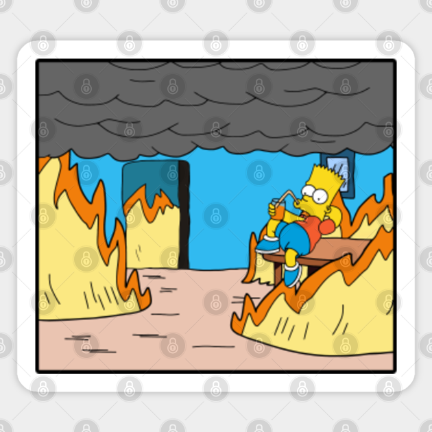 Meme Bart Simpson Drinking Juice This Is Fine Meme Sticker Teepublic