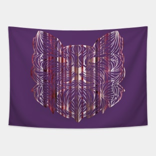 Witches Red Striped Mandela Cat Tapestry