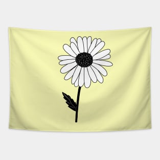 Black and White Daisy Flower Tapestry