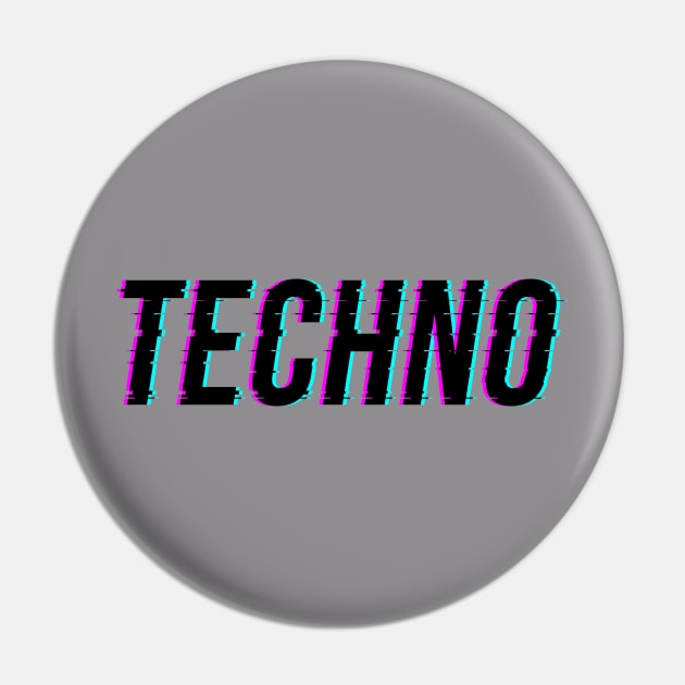 Techno - Retro Design - Synthwave look T-Shirt Pin by SNZLER