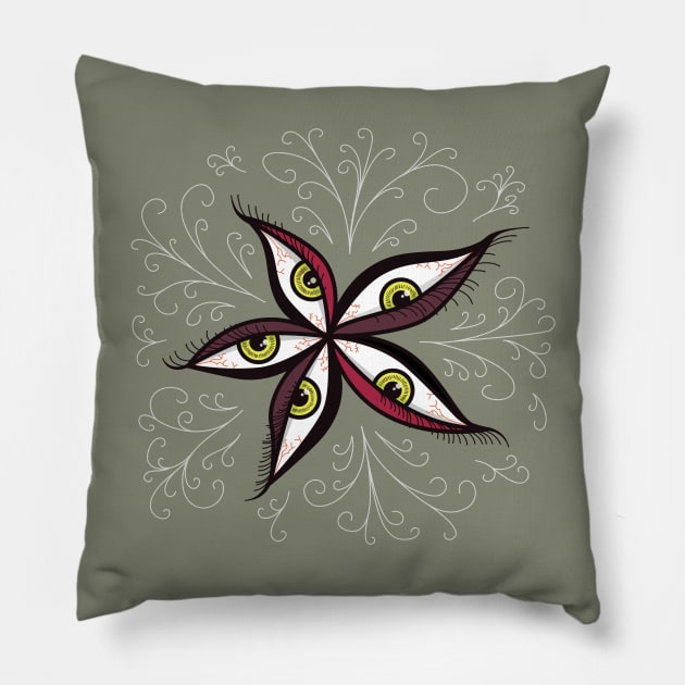 Tired Green Eyes Flower Pillow by Boriana Giormova