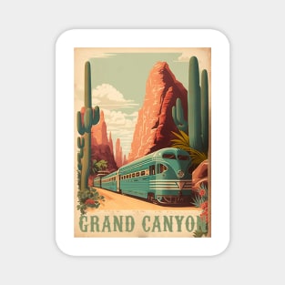 Grand Canyon Train Vintage Travel Art Poster Magnet