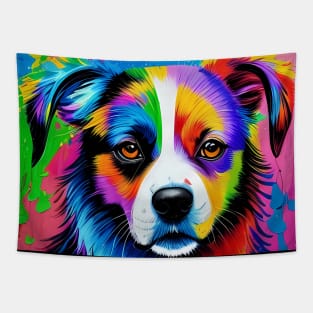Cool Neon Puppy Print Tapestry