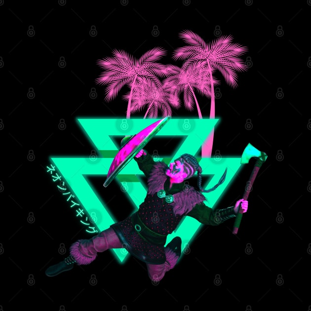 Neon Viking Vaporwave Aesthetic Ragnar by Shirt Vibin