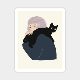 Holding black cat Magnet