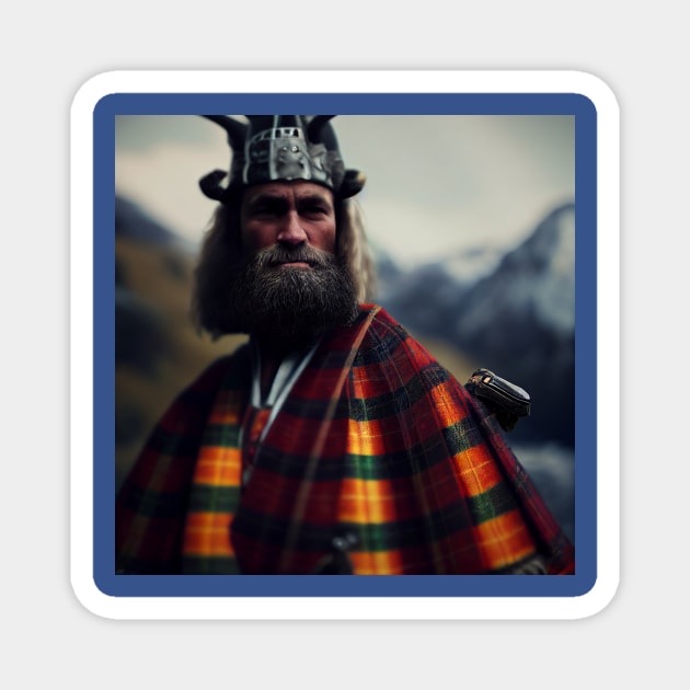 Scottish Highlander in Clan Tartan Magnet by Grassroots Green