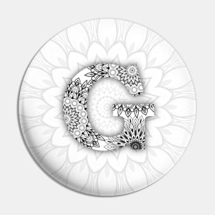 'G' intricate pattern Pin